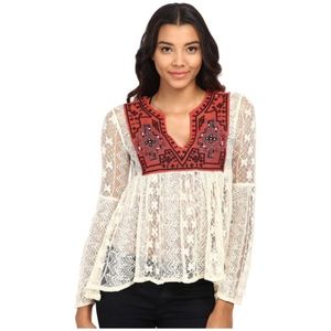 Free people casablanca embroidered lace tunic S